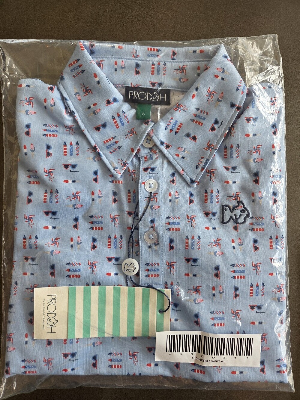 Prodoh Boys Short Sleeve Pro Performance Polo Size 6 NWT
